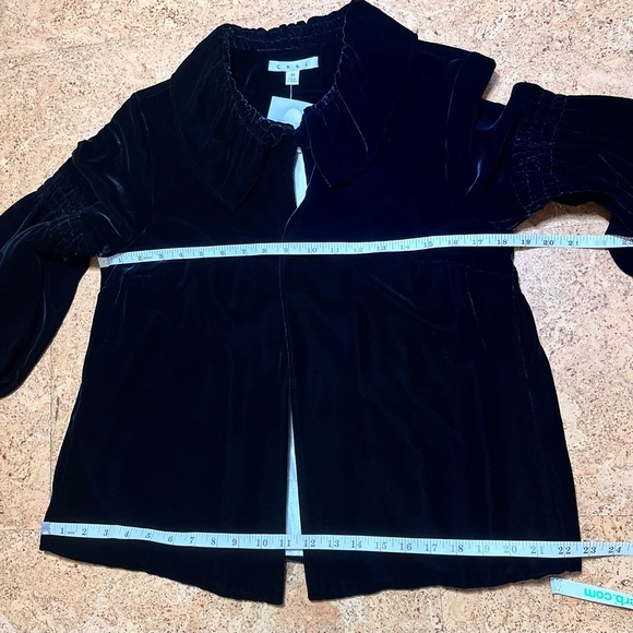 CAbi Rayon Silk Black Velvet Bishop Sleeve 1 Button Jacket NWT Sz M - Picture 12 of 13